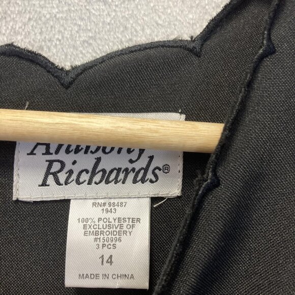 Lot of 2 Anthony Richards Scalloped Shift Dress Womens 14 Black Red Knee Length - Picture 9 of 15